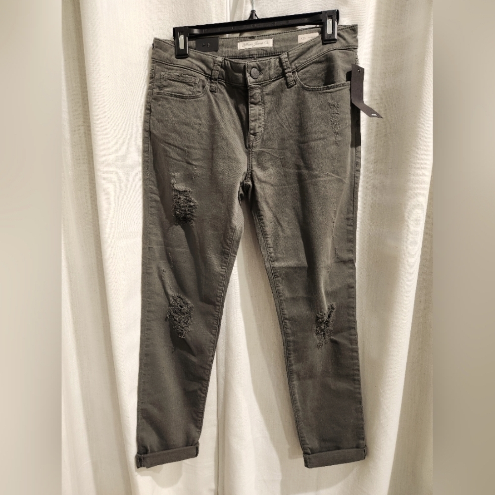 NWT Mavi Womens ADA Mid Rise Distressed Boyfriend Jeans Green Grey 27